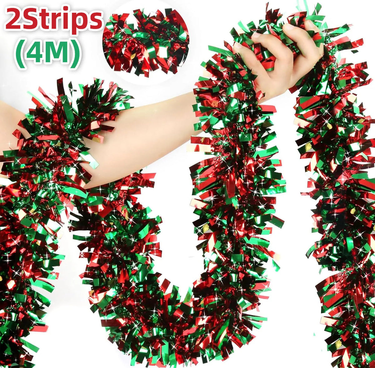 Christmas Tinsel Garlands Decoration Bar Tops Ribbon Garland with Bowknot Xmas Tree Ornaments Party Home Decor Pendant Prop