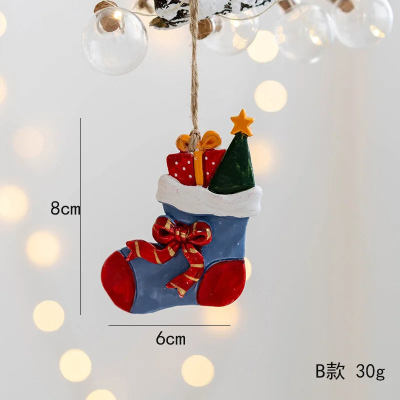 Merry Christmas Resin Christmas Santa/angel/Snowman Pendant Christmas Tree Decoration Xmas Ornaments 2023 Navidad New Year Decor