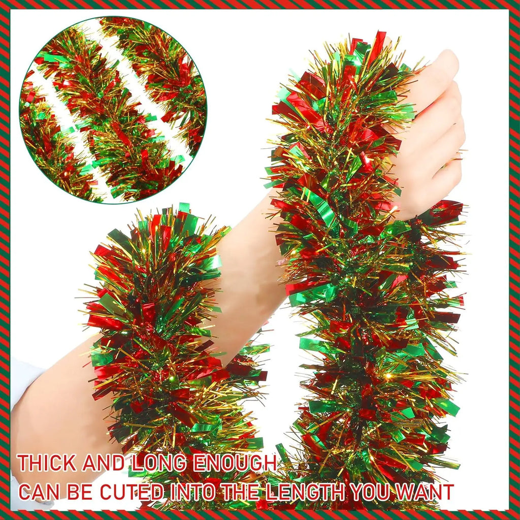 Christmas Tinsel Garlands Decoration Bar Tops Ribbon Garland with Bowknot Xmas Tree Ornaments Party Home Decor Pendant Prop