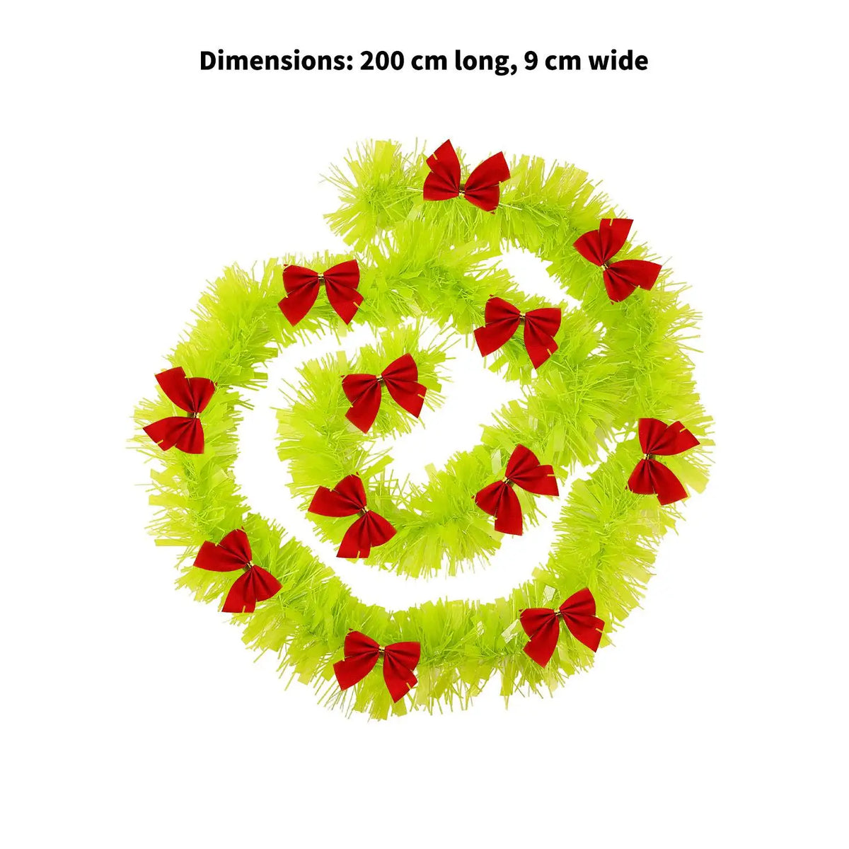 Christmas Garland Green Tinsel Wreath Red Bowknot Christmas Tinsel Ribbons Xmas Tree Ornament DIY Wreath Hanging Pendent Decor