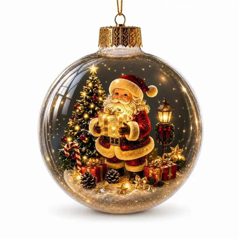 New Clear Christmas Ornament Ball Glowing Decor Holiday Scene Christmas Tree Hanging Toy Winter Diorama Bauble for Window Xmas