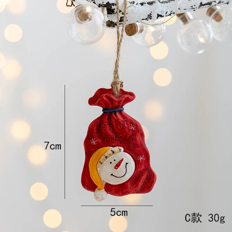 Merry Christmas Resin Christmas Santa/angel/Snowman Pendant Christmas Tree Decoration Xmas Ornaments 2023 Navidad New Year Decor