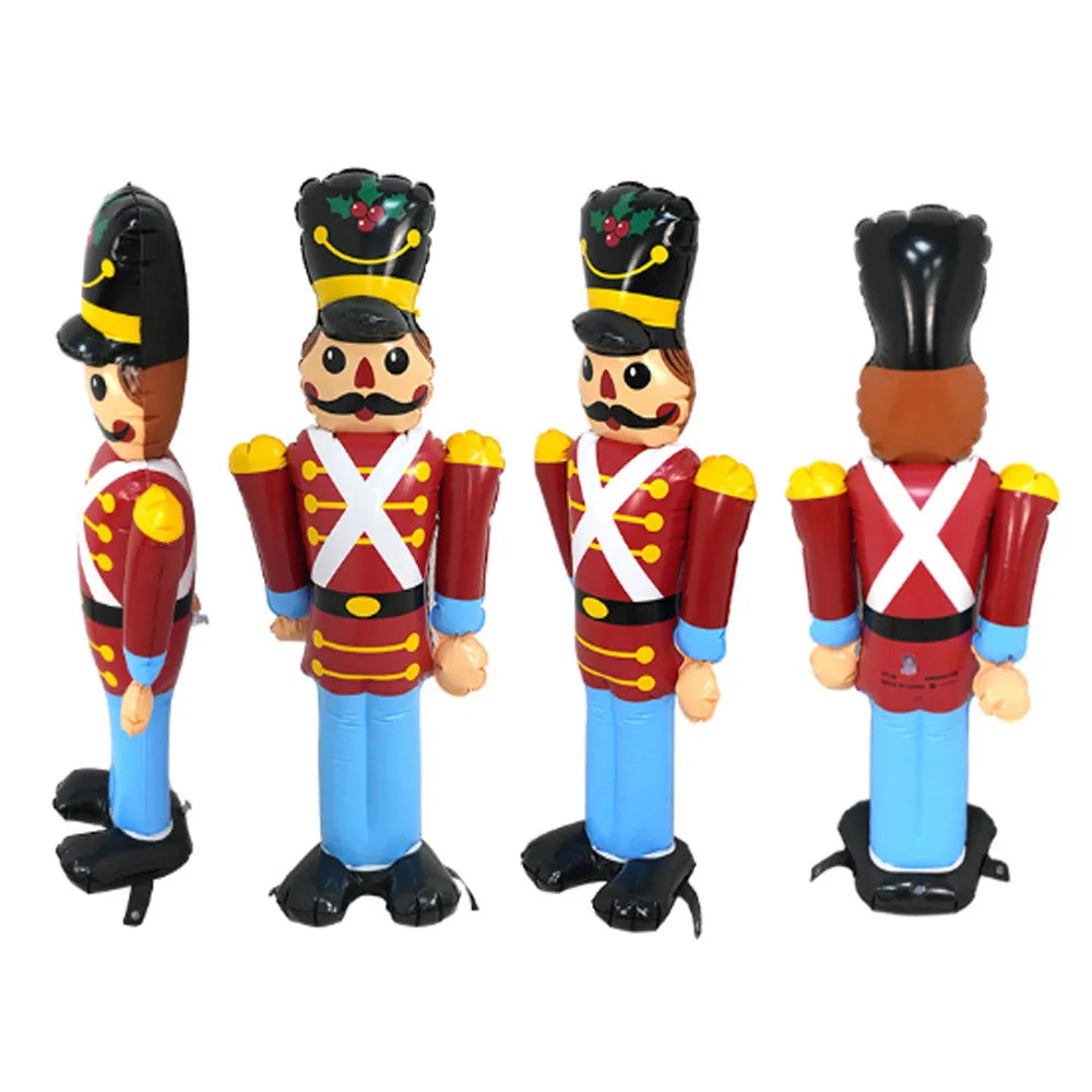 Christmas Inflatable Decor Set, Nutcracker Santa Mailbox Gingerbread Man, Festive Ornaments for Holiday Party, Yard Decoration
