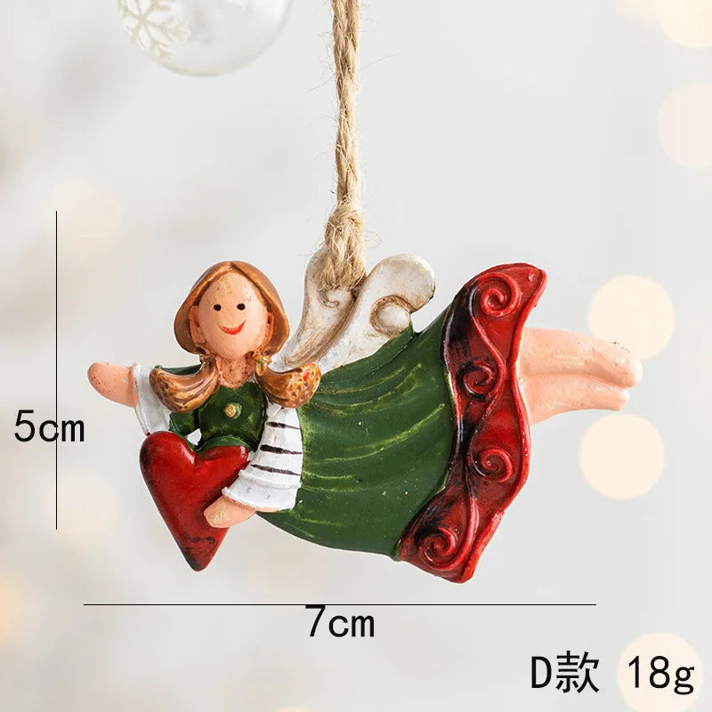 Merry Christmas Resin Christmas Santa/angel/Snowman Pendant Christmas Tree Decoration Xmas Ornaments 2023 Navidad New Year Decor