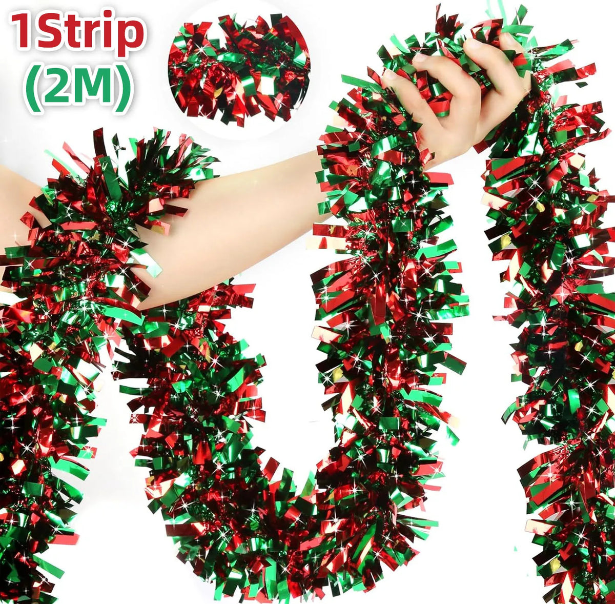 Christmas Tinsel Garlands Decoration Bar Tops Ribbon Garland with Bowknot Xmas Tree Ornaments Party Home Decor Pendant Prop