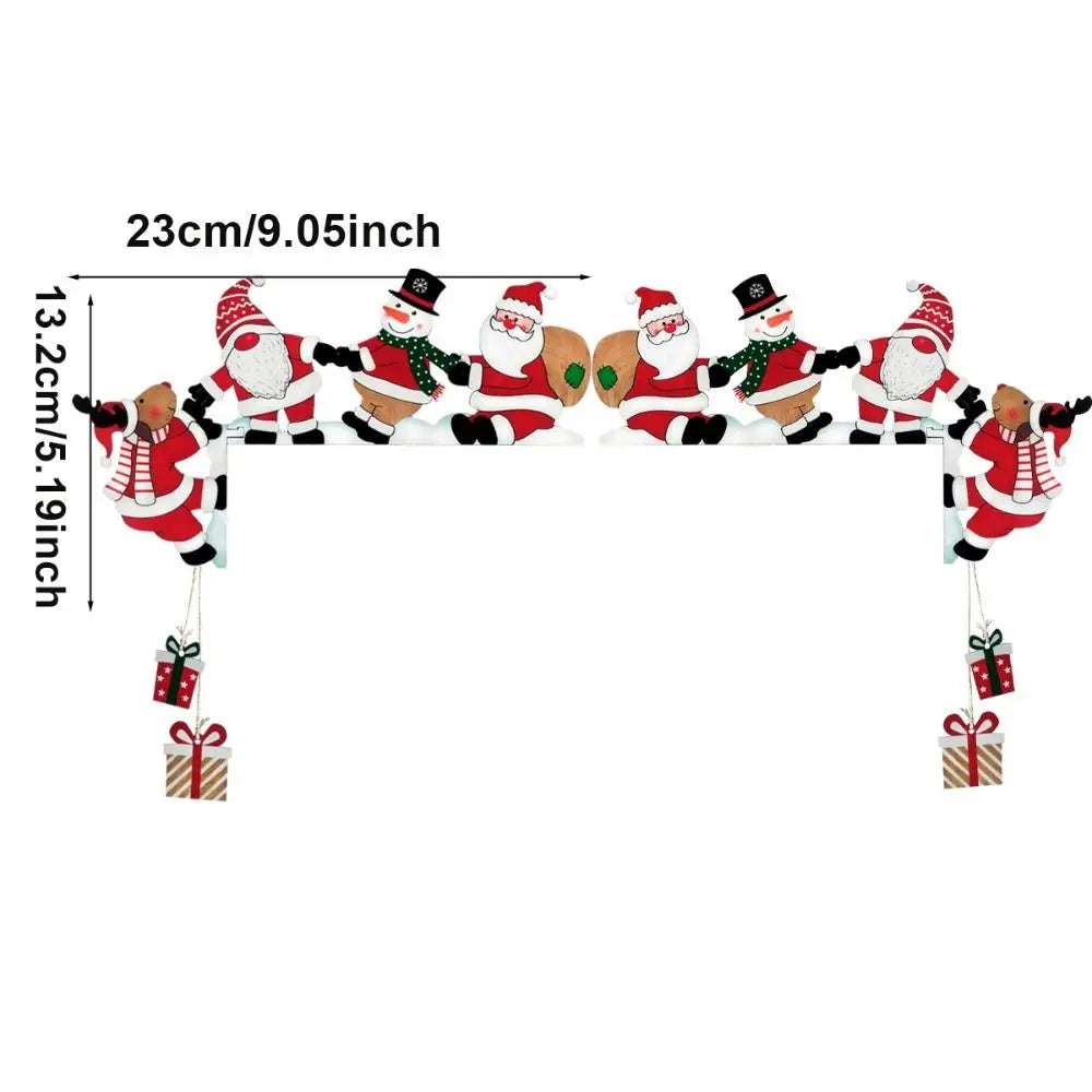 New Santa Door Corner Decor Christmas Cartoon Door Frame Decor Snowman Reindeer Wooden Pendant Party House Decor