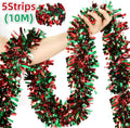 Christmas Tinsel Garlands Decoration Bar Tops Ribbon Garland with Bowknot Xmas Tree Ornaments Party Home Decor Pendant Prop
