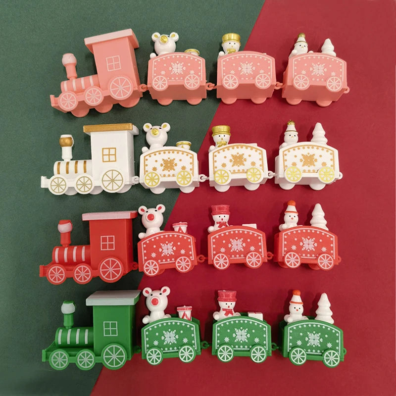 【S】Christmas Children's Party Dessert Table Accessories Christmas Plastic Train Ornament Festive Decorations