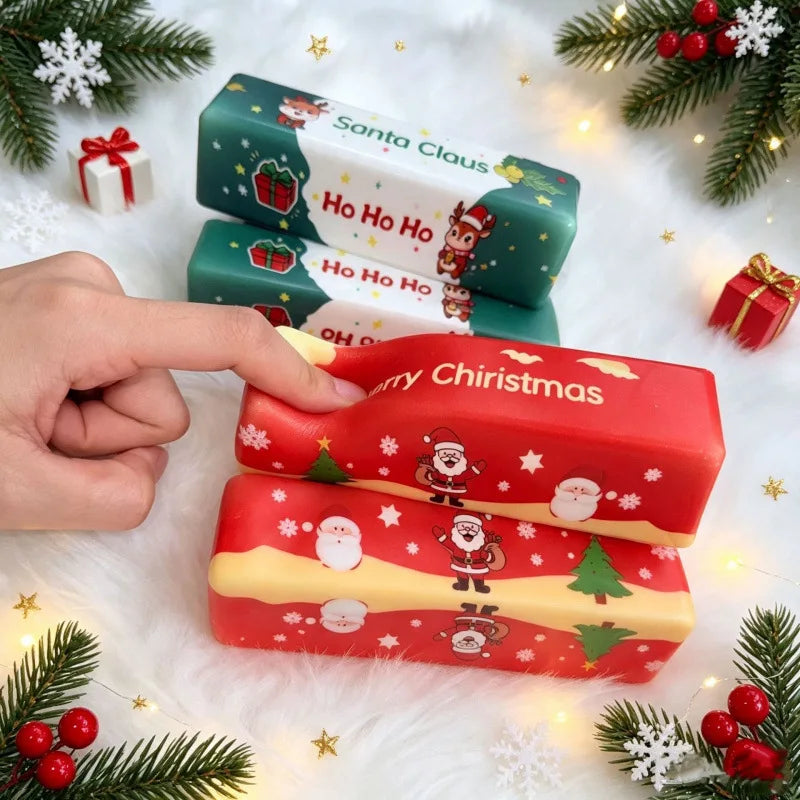 Christmas‑themed Simulated Butter Bar PU Slow‑Rebound Decor Crunchy Squishy Squishies Free Gift Stress Relief Party Favors
