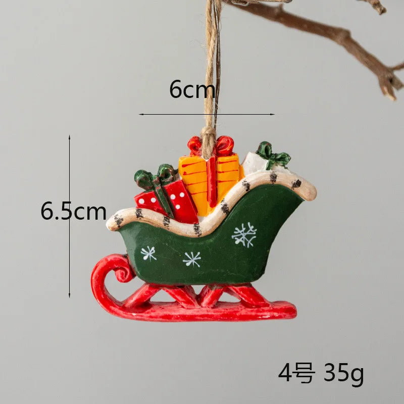 Merry Christmas Resin Christmas Santa/angel/Snowman Pendant Christmas Tree Decoration Xmas Ornaments 2023 Navidad New Year Decor